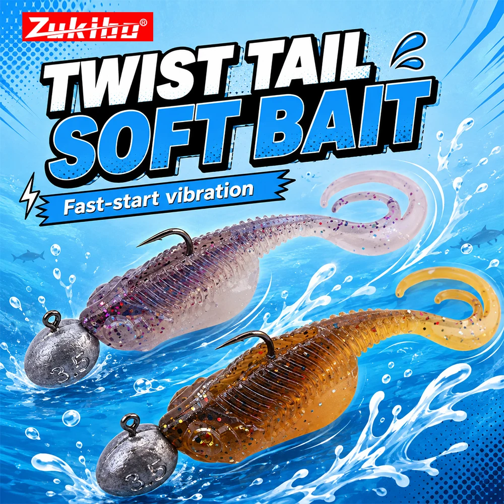 ZUKIBO 45mm Curly Tail Soft Lure Grub Worm Bass Angelköder für Barsch, Forelle, Fluss-, See- und Felsenfischen, mehrfarbig – Detail 5