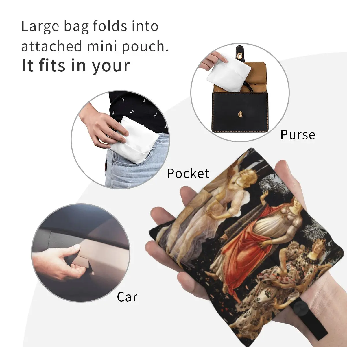 Cute Printing Sandro Botticelli Primavera Shopping Tote Bags Portable Shoulder Shopper Famous Painting Handbag