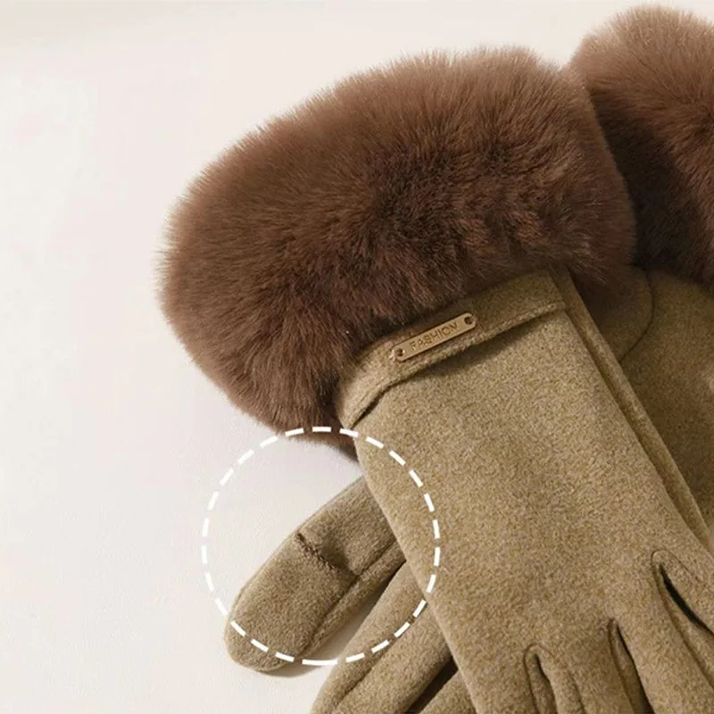 الألمانية المخملية الأرنب الفراء قفازات دافئة سميكة الفراء لفصل الشتاء النسخة الكورية قفازات لركوب الدراجات في الهواء الطلق قفازات نسائية الموضة #2