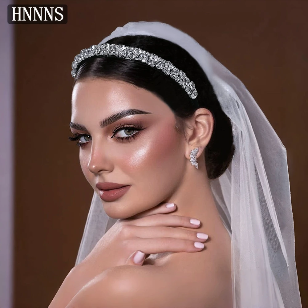 

TOPQUEEN Extremely Simple Style Bridal Rhinestone Wedding Headband Handmade Women's Fashionable Banquet Party Headwear YXA94