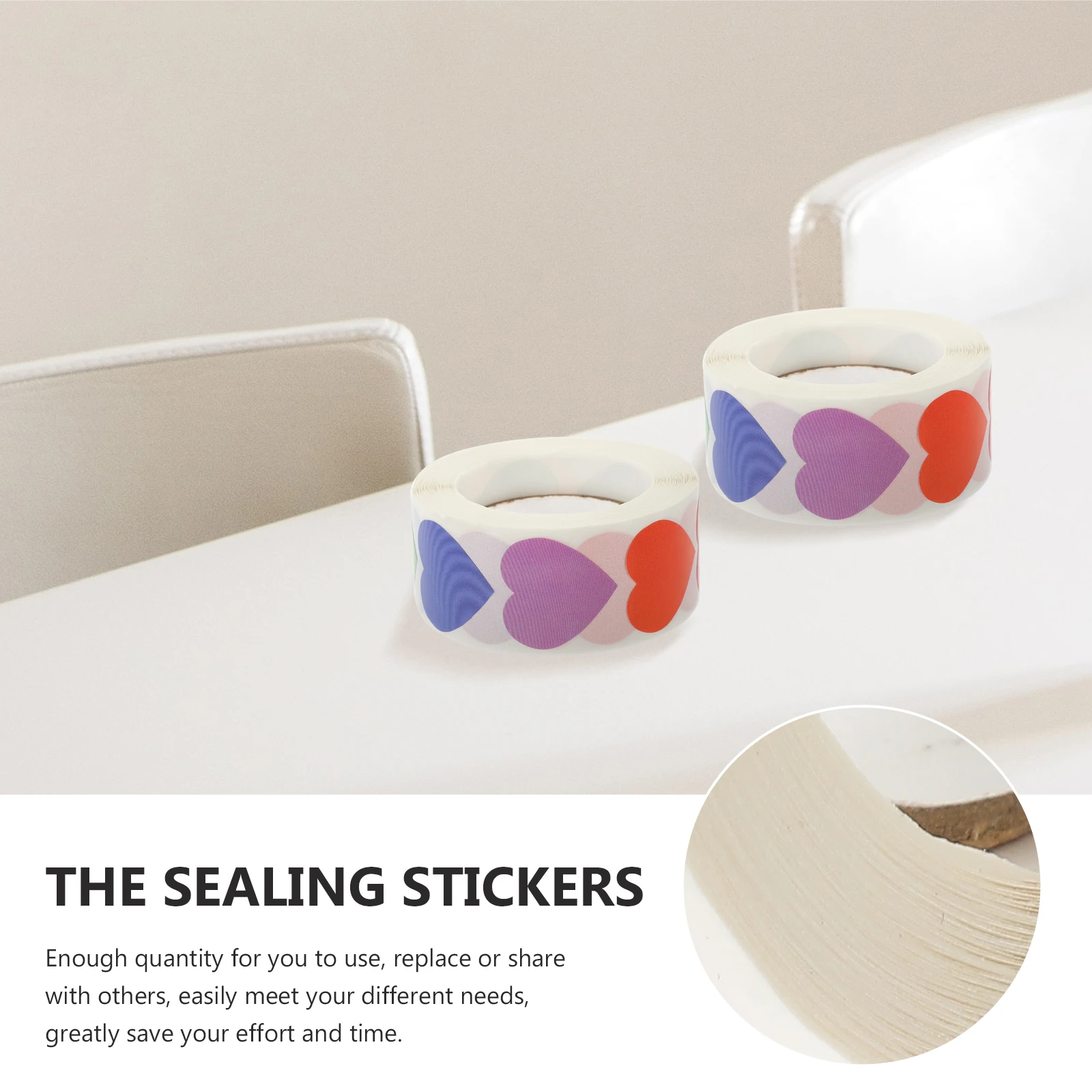 

2 Rolls Love Stickers DIY Craft Packaging Valentine's Day Heart Flash Decorative Sealing Shape Adhesive Tape Labels Tag