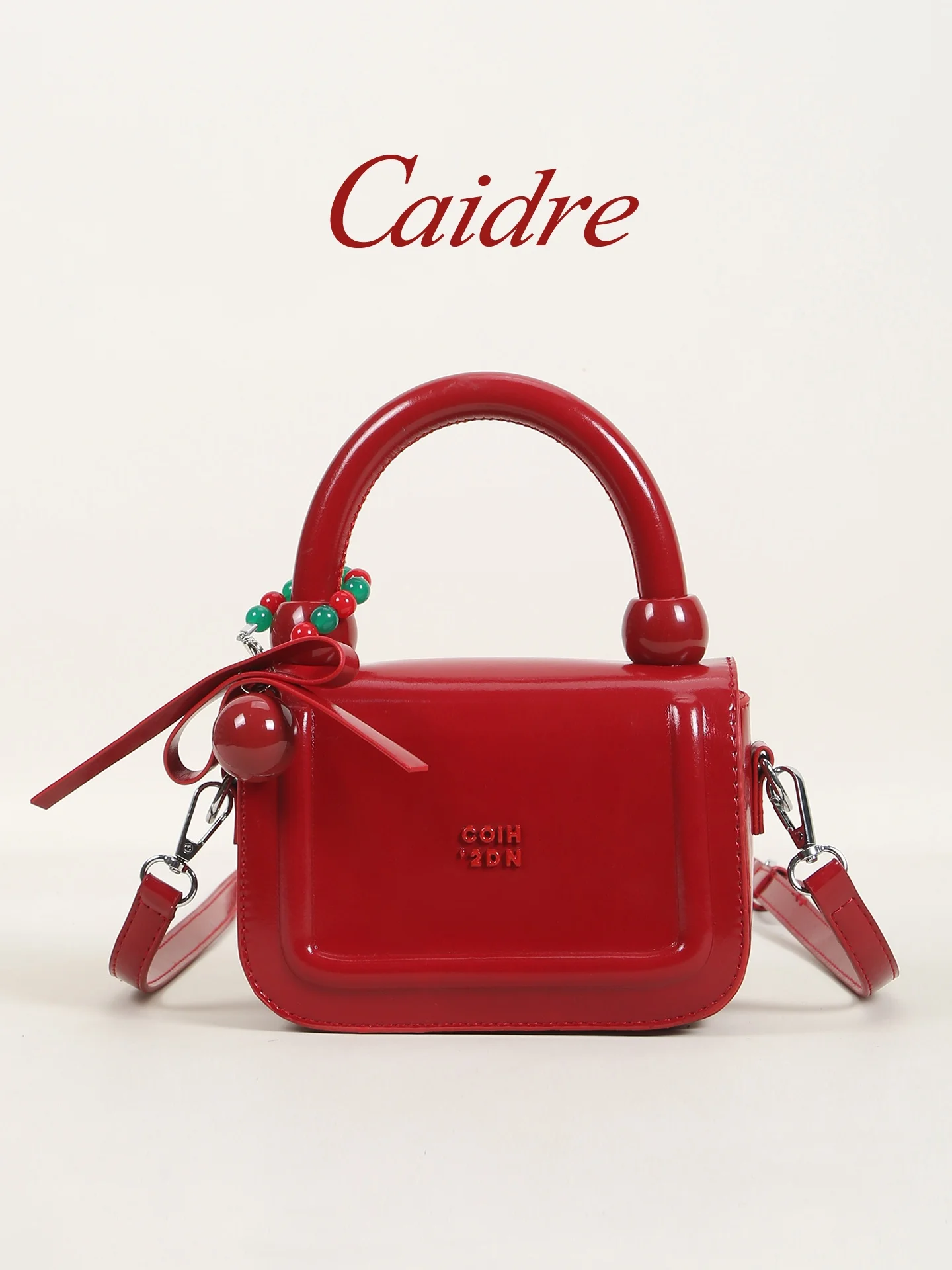 Caidre Red Commuter Shoulder Crossbody Bag Women's New 2026 High-End Small Square Bag Soft Handle Korean Style Pure Color