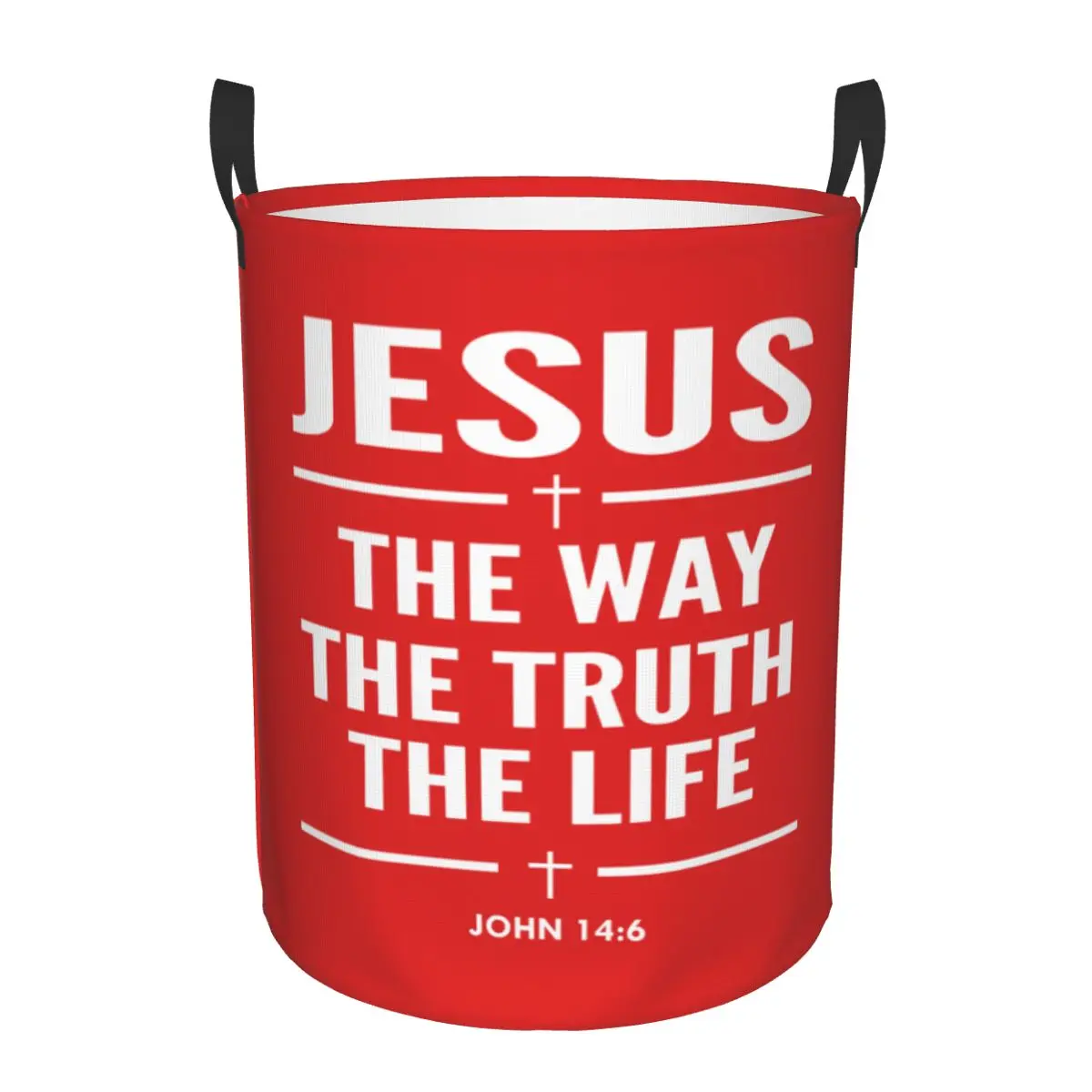 Jesus The Way The Truth The Life Laundry Basket Foldable Large Clothes Storage Bin Religion Cross Christian Faith Baby Hamper