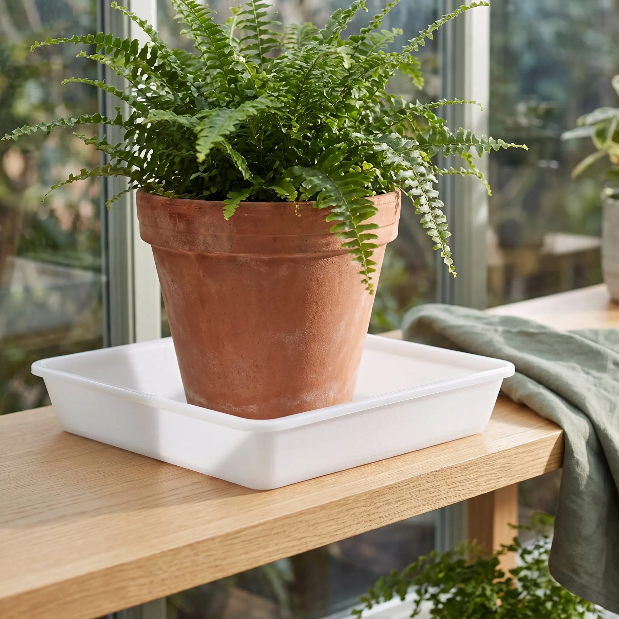 2Pcs 13.76 Inch Square Plastic Plant Saucer Flower Pot Base Tray for Outdoor Indoor Use Water Catcher Planter Drip Tray