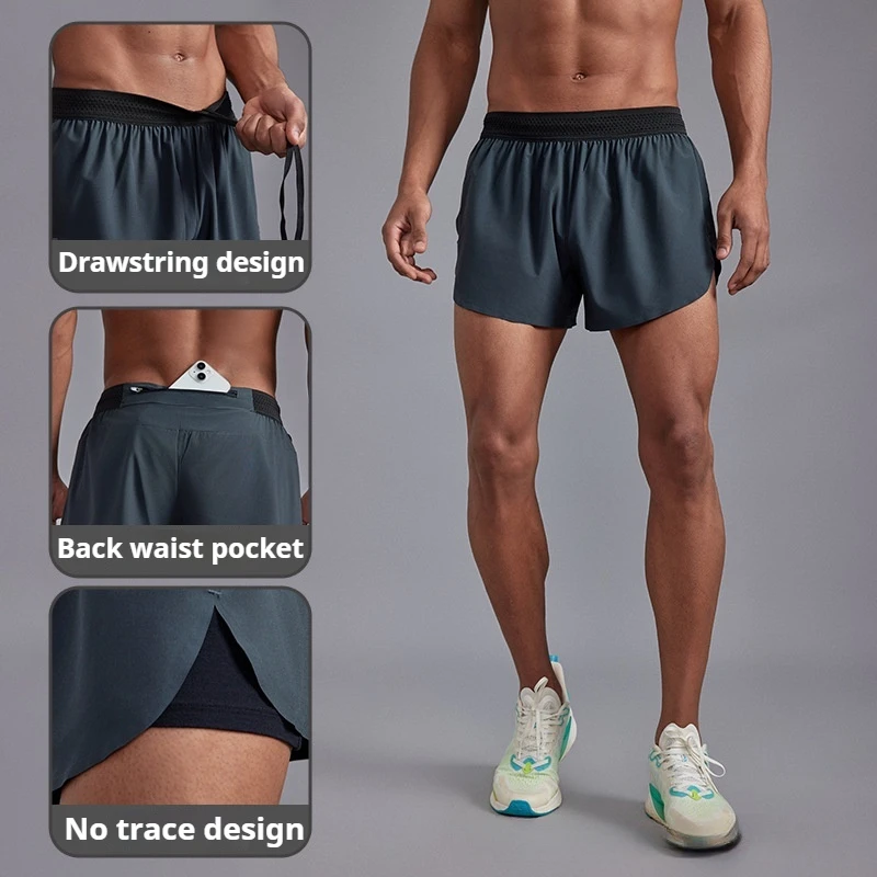 Men's Quick-Dry Running Shorts Lightweight Athletic 3-Inch Marathon Shorts with Built-in Liner Waist Pocket for Trail Running