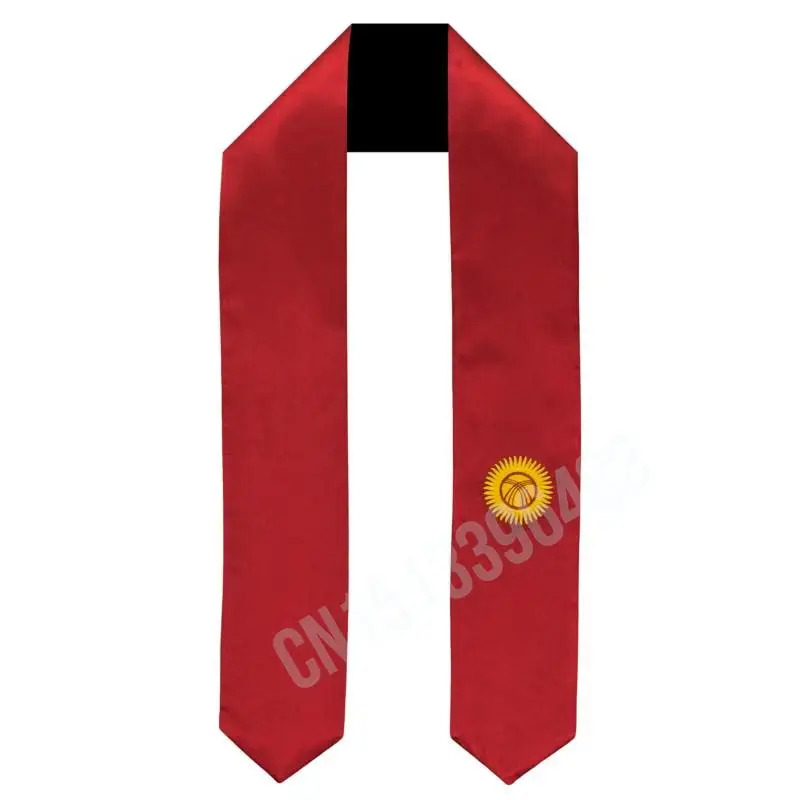 

Kyrgystan Flag Scarf Top Print Graduation Sash Stole International Study Abroad Adult Unisex Party Accessory