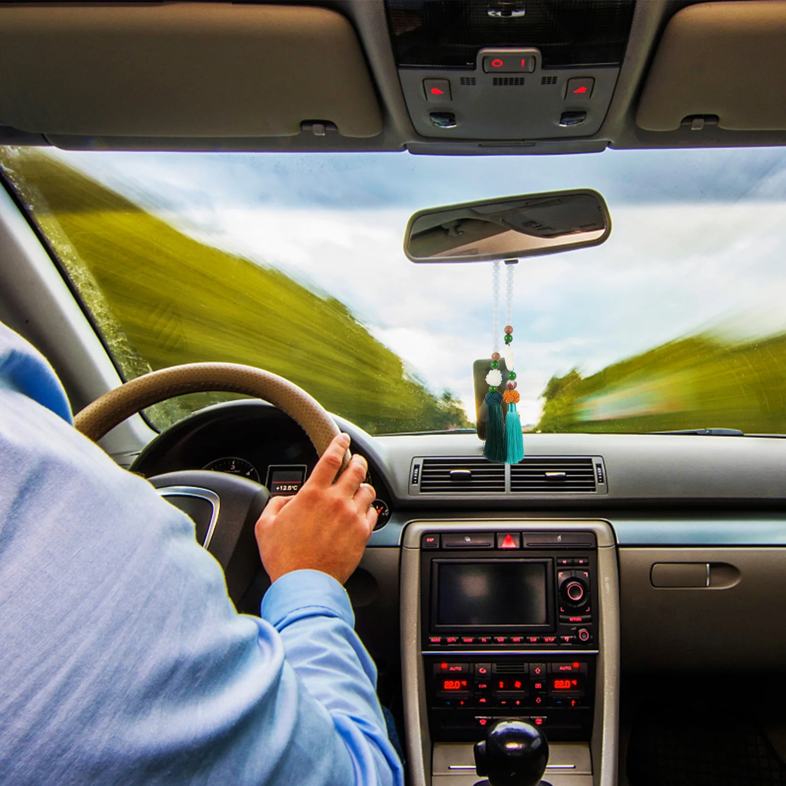 

1pc Car Pendant Lotus Root Bead Tassel Hanging Ornament For Car Interior Rearview Decor Auto Accessories Home Bedroom Kids Room