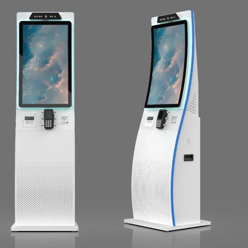 Payment Kiosks Manufacturer 32" Curved Touch Cashless  Self-Checkout Retail Kiosk with EFT POS Ticket Machine Kiosk