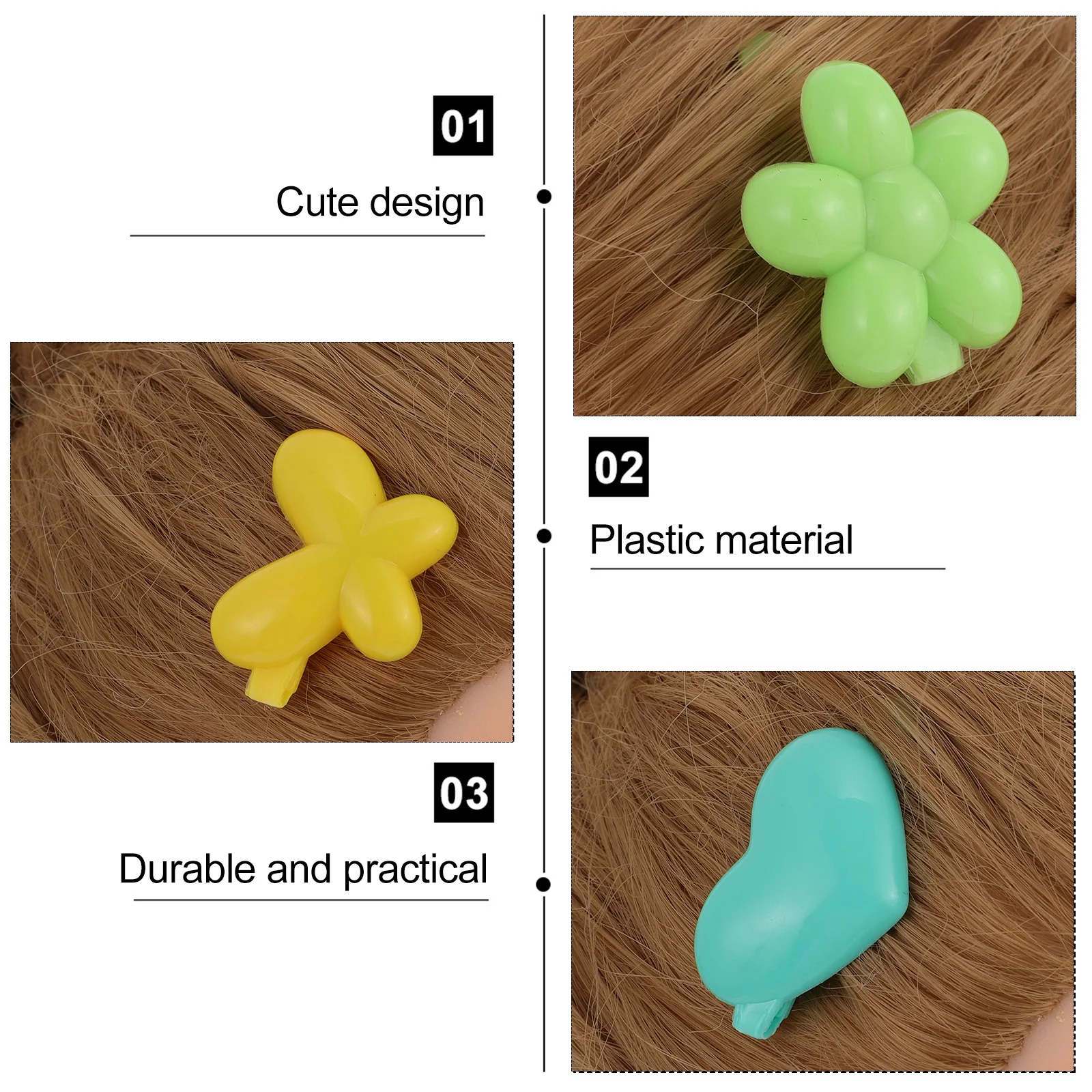 

50pcs Cartoon Hairpins For Plastic Colorful Clips Durable Lightweight Hair Decorations Barrettes Hair