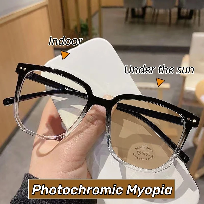 

Intelligent Photochromic Myopia Glasses Outdoor Color Changing Finished Near-sighted Eyewear Men Women Minus Diopters Eyeglasses