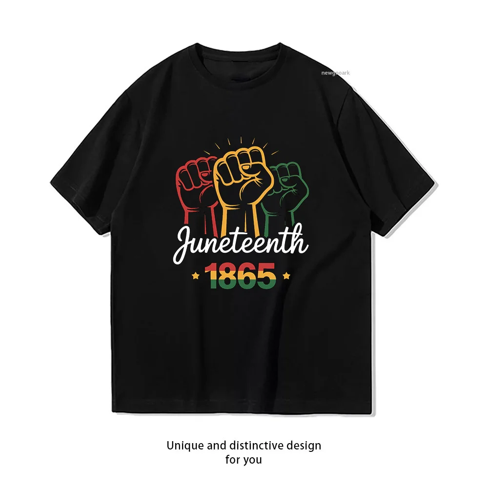 1865 Juneteenth African American Unity Fist T-shirt Woman Man Summer Cotton Graphic T Shirts Adult Camisetas Tee Short-sleev