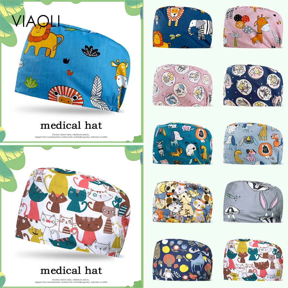 Moderne Arts Verpleegkundige Medische Pet Verstelbare Comfortabele Scrub Cap Chirurgische Hoed Mannen Hoge Kwaliteit Kindergeneeskunde Dierentuin Verpleging Cap Vrouw