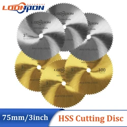 75mm 3inch Titanium Coated Circular Saw Blade Set HSS Cutting Disc Rotary Tool Accessories for Wood Plastic Aluminum Metal