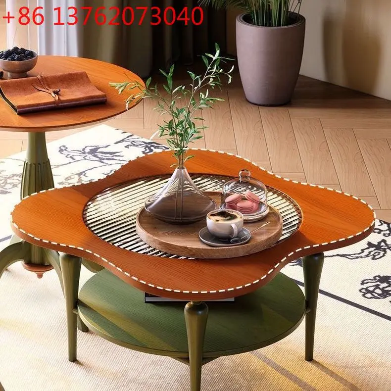 Solid wood combination coffee table French modern tea table antique cloud balcony table