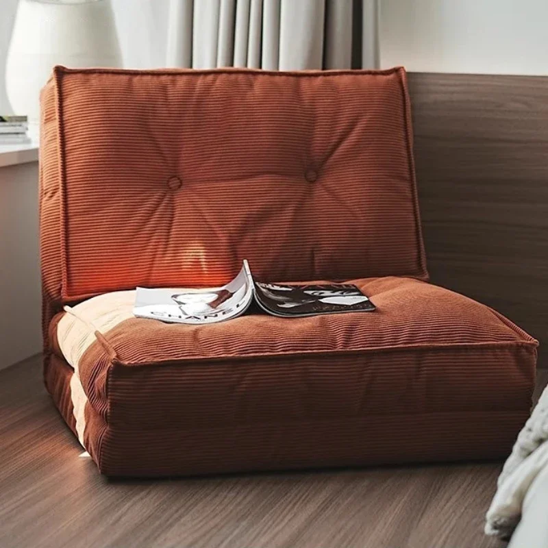 Retro style square folding sofa, living room light luxury corduroy fabric sofa, tatami sofa bed, adjustable backrest sofa