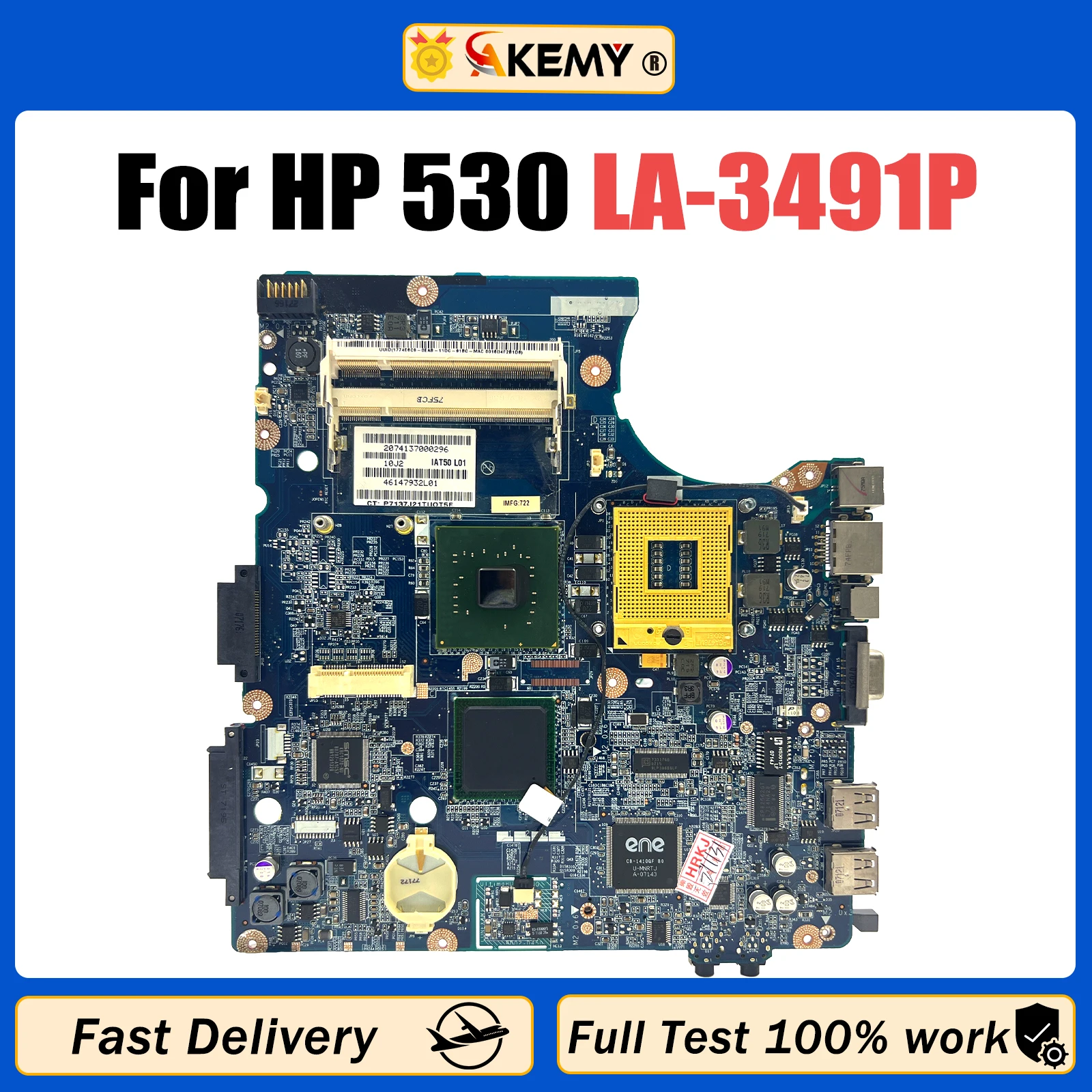 Akemy 95086-001 LA-3491P Laptop-Motherboard fรผr HP 530 Intel i945gm gma 448434 ddr2