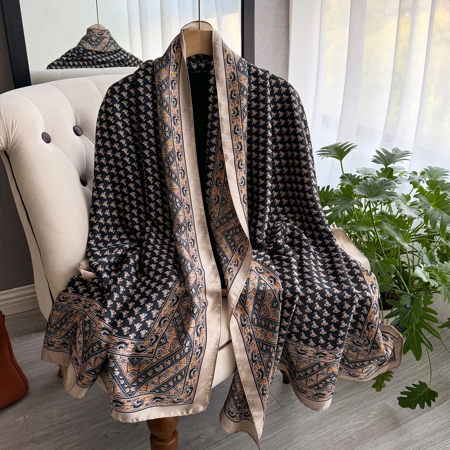 NEW Elegance Scarf Spring Summer Women Beach Sunscreen Fashion Party Shawl China Quality Silk Lady Popular Print Scarves Hijab