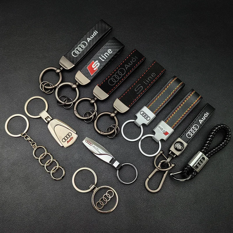 High Grade Metal Leather Keyring Car Logo Keychain For Audi A1 A2 A3 A4 A5 A6 A7 A8 Q2 Q3 Q5 Q7 Q8 S3 S4 S5 S6 S7 TT Accessories