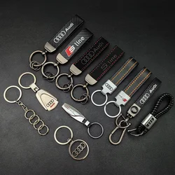 Hochwertiger metall leder schlüssel ring auto logo schlüssel bund für audi a1 a2 a3 a4 a5 a6 a7 a8 q2 q3 q5 q7 q8 s3 s4 s5 s6 s7 tt zubehör