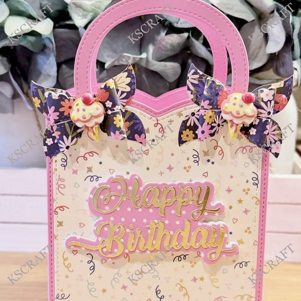 KSCRAFT Birthday Bag Cutting Dies Stencils for DIY Scrapbooking Decorative Embossing DIY Paper Cards