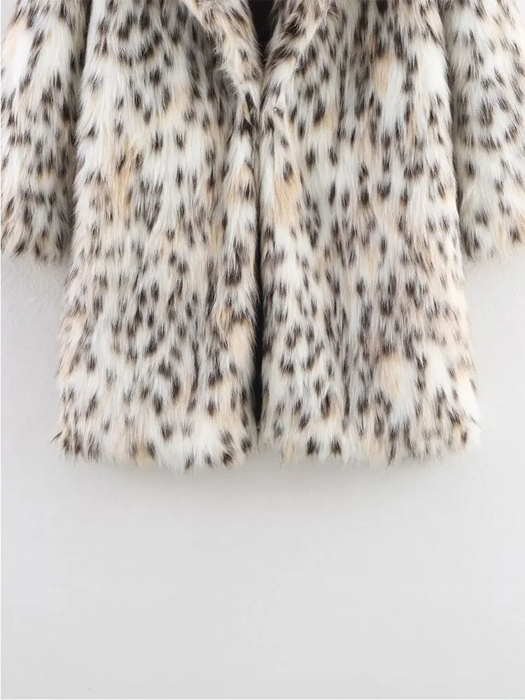 NLZGMSJ Leopardenmuster Damen Kunstpelzmantel 2025, Winter, warm, dick, flauschig, langärmelig, lose Jacke, weiblicher Mantel, Oberbekleidung, 2K