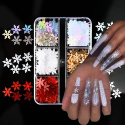 Winter Snowflake Nail Sequins Laser Silver Mermaid White Snow Glitter Flakes For DIY Acrylic Charms Christmas Nail Art Decors *&