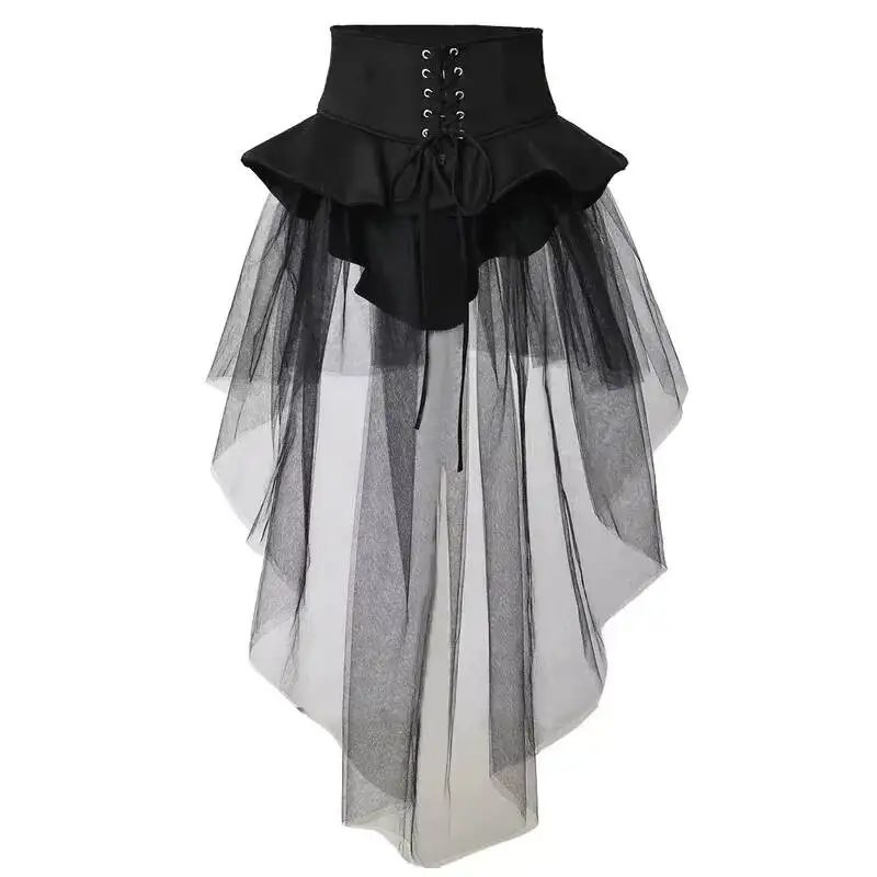 

Steampunk Corset Overskirt Gothic Punk Skirt Women Halloween Party Carnival Cocktail Tulle Skirts