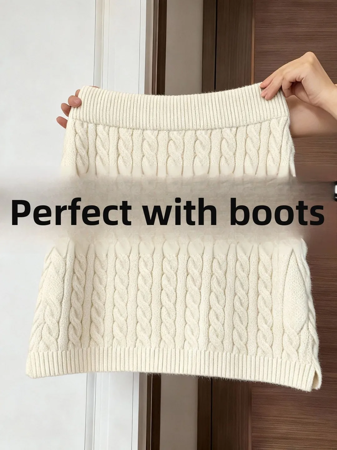 

Thiened Knitted f Skirt Women's Winter New Sle High Waist A-Line Skirt Warmth Spiral Cable Knit Wrap around Skirt