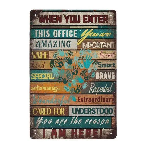 Social Worker, When You Enter This Office, You are Amazing Metal Tin Sign 8x12 inch Retro Cottage Coffee Shopping Center Office