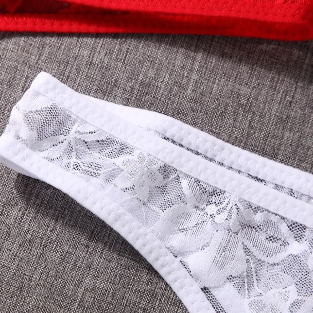 Low Waist Men's Lace Transparent Thongs Strapped Belt Thin Men's Mesh Lace Panties T-back Lingerie Male Lace Briefs