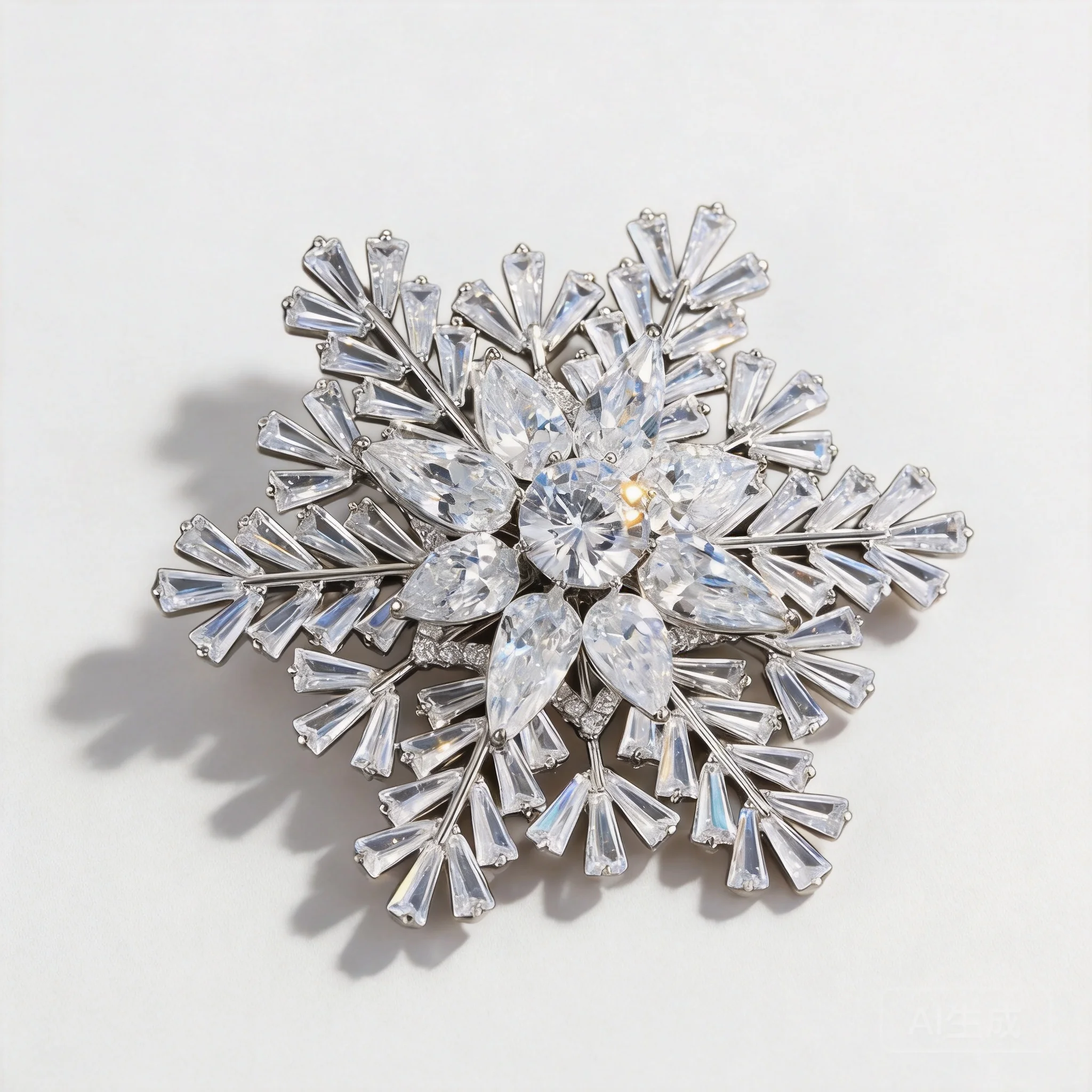 Chinese Style Lucky Rotatable Snowflake Brooch 14k Gold Plated Copper Full Paved Cubic Zirconia Elegant Pin For Women Blessing