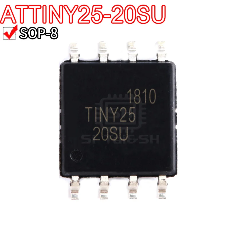 5PCS ATTINY25-20SU TINY25 patch SOP-8 Controller chip ATTINY25-20