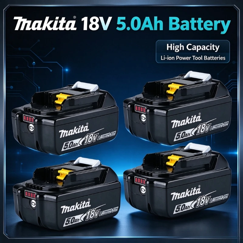 18V 5Ah BL1860BRechargeableLithium Battery,100%Original Makita Battery ReplacementCompatible withMakita LXT Cordless Power Tools