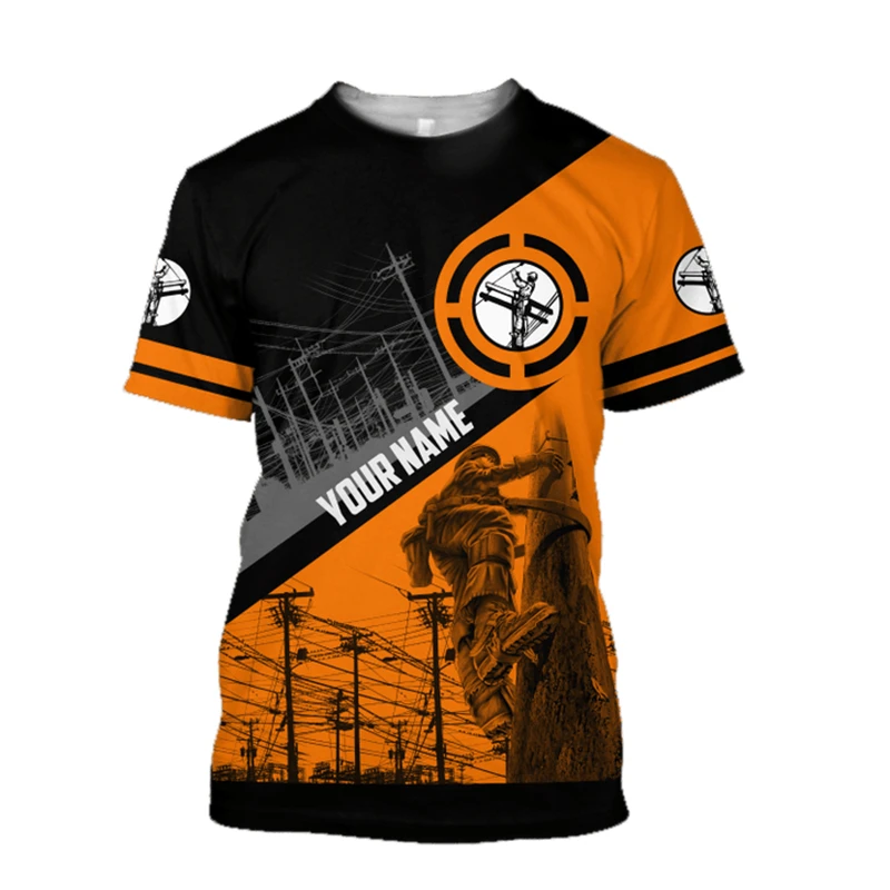 

Custom Name 3D Print Electrician T Shirt For Men Summer Fashion O-neck Short Sleeve Hip Pop T Shirt Harajuku Man Y2k Clothes