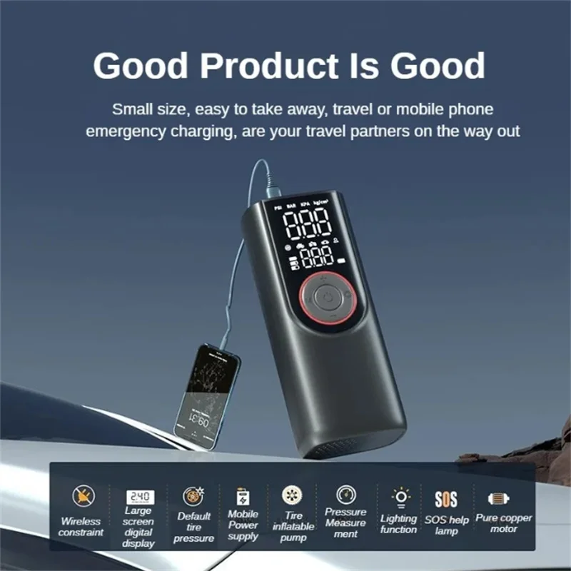 Wireless Tire Inflator Pump 6000mAh Electric Portable Car Air Compressor Fast Inflate Air Pump for Moto Bike Car Tyre Balls HJ