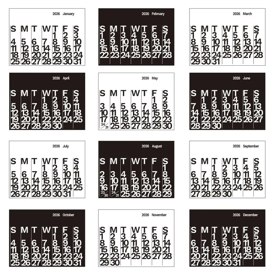 Calendário de parede ano 2026 calendário de parede gigante branco preto 48 x 36 calendário moderno de 12 meses