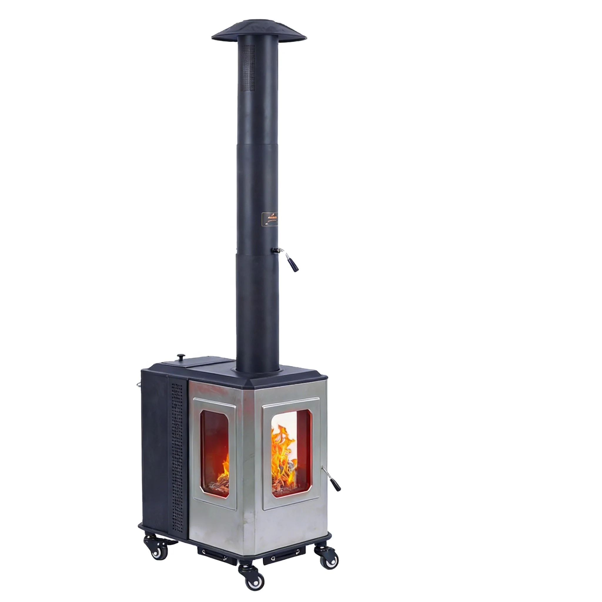 Outdoor Pellet Heater Portable Mobile Pellet Burning Heater for Patio Backyard Camping Outdoor Living Space