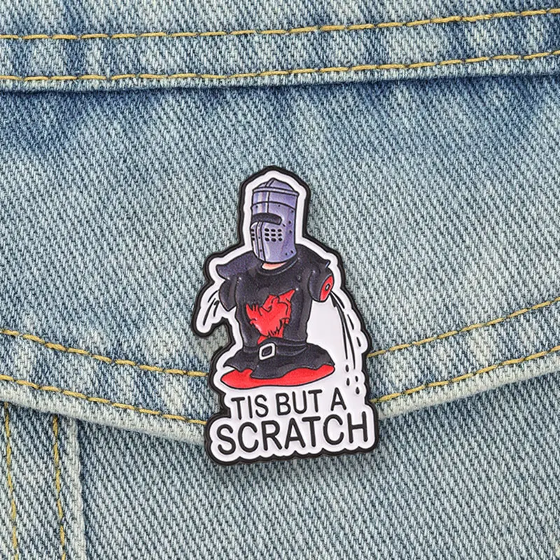 Tis But A Scratch Badge Black Knight Enamel Pins Funny Movie Quote Lapel Brooches Medieval Accessories Clothes Decor