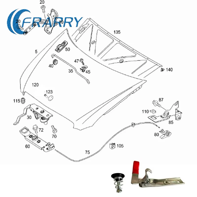 FRARRY - Bonnet Lock Hook Hood Upper Lock Hook 9067500350 6397500000 For Sprinter 906 For Crafter