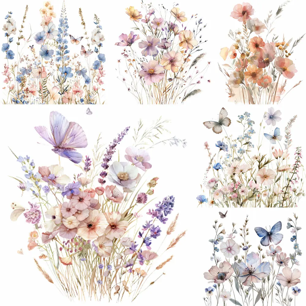 빈티지 장미 꽃 다리미 패치 꽃잎 꽃 데칼 티셔츠 스웨터 가방 의류에 대한 열전달 스티커