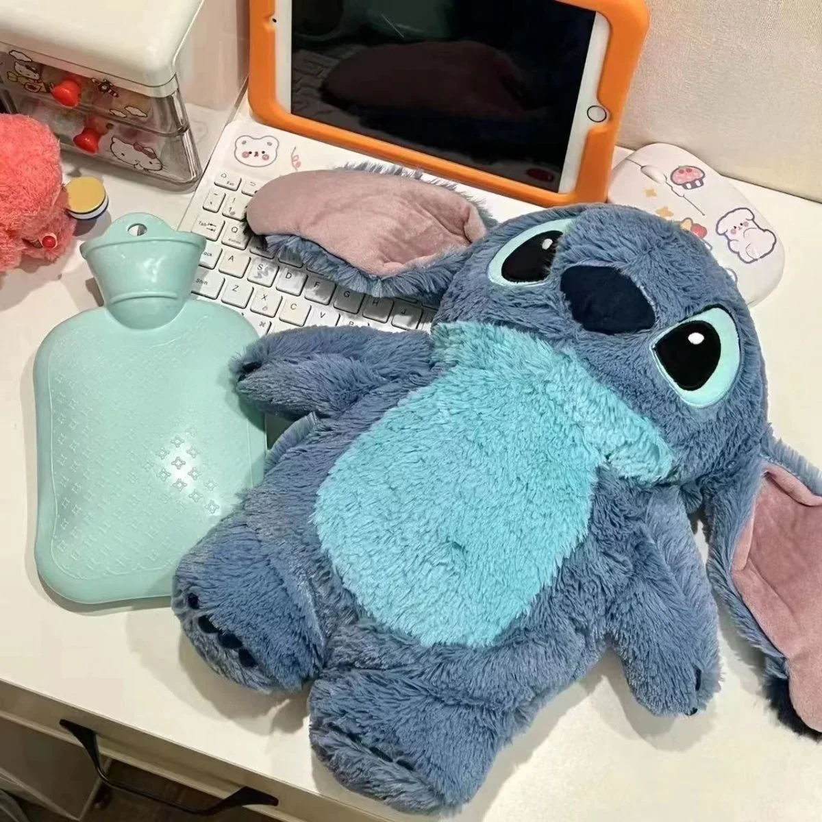 MINISO Disney Anime  Kawaii Turo Lilo Stitch Plush Hot Water Bottle Women'S Home Water Filling Hand Warmer Monster Toys Gift