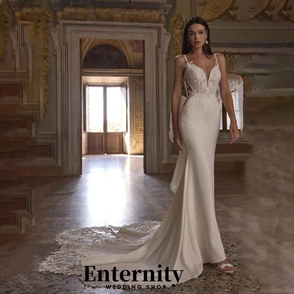 

Customized Button Wedding Dresses Elegant V Neck Sleeveless For Women Charming Lace Applique Bridal Gowns Vestidos De Novia