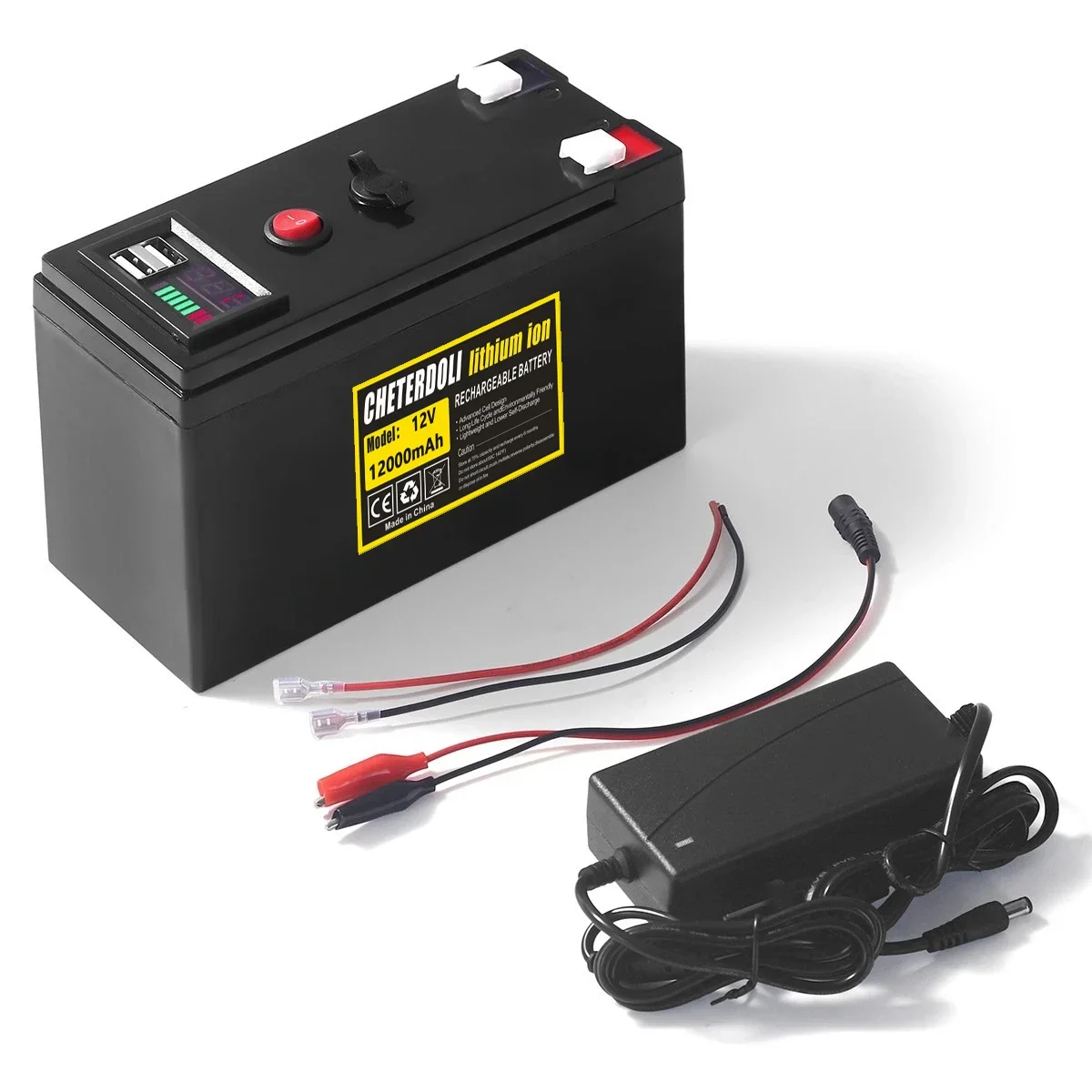 Lithium Battery Pack 12V 12Ah Compatible with Power Wheels Fishfinder DIY Backup UPS Router Ham Radio Alarm Emergency Light