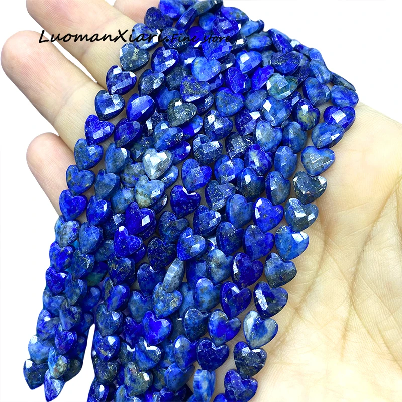 8MM Faceted Love Heart Natural Stone Lapis Lazuli Loose Space Beads for Jewelry Making Diy Earrings Bracelet Charms Accessories