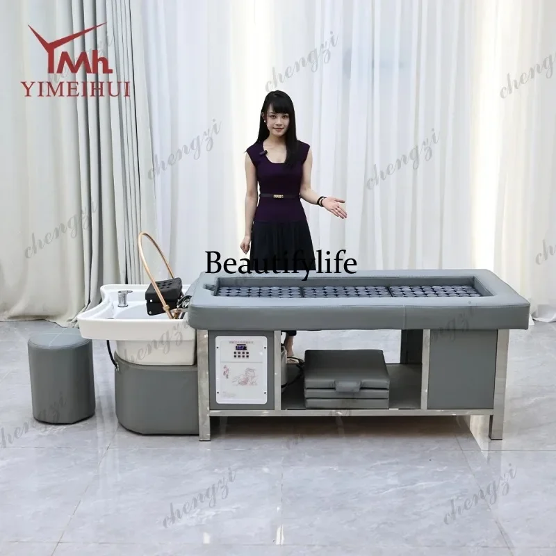 M138 TTT Customized Wash Hair Head Spa Beds Moxibustion Shampoo Bed Electric Hair Salon Spa Head Bed With Steamer