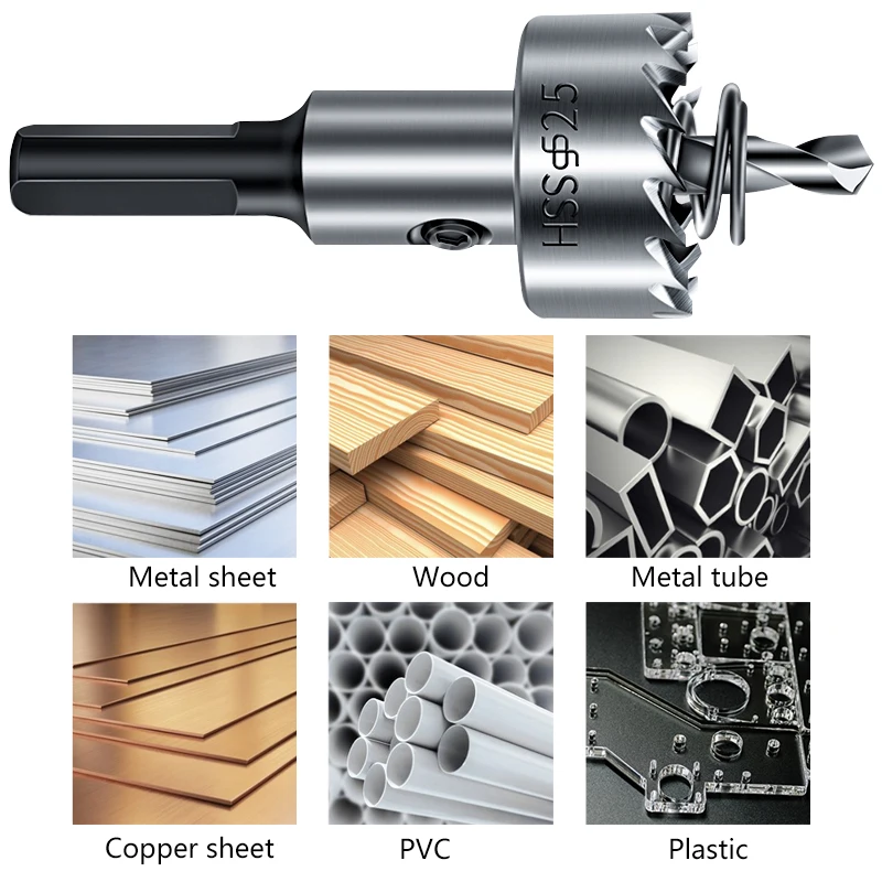 XCAN Core Drill Bit HSS Hole Saw Drill Set 5/7/12/13pcs 15-53mm Metal Hole Opener for Alloy PVC Stainless Steel Drilling Tools