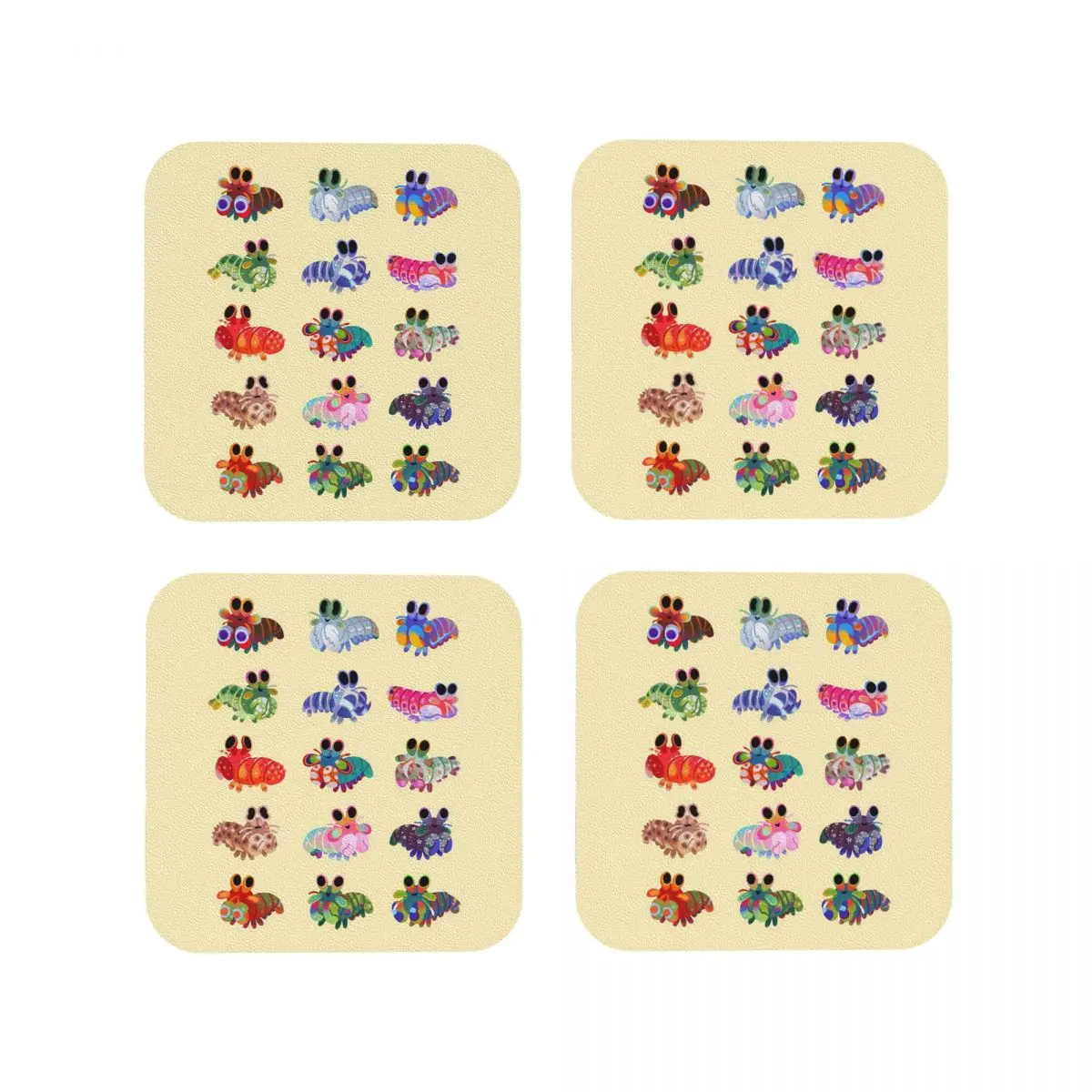 

Mantis Shrimp - Yellow Coasters Kitchen Placemats Non-slip Insulation Cup Coffee Mats For Decor Home Tableware Pads Set of 4