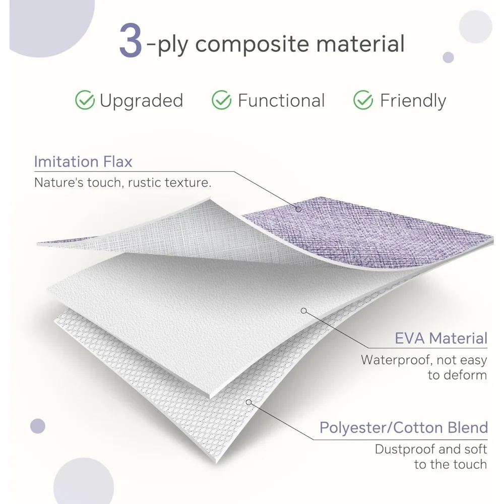 กล่องเก็บของขนาด 11x11 นิ้ว พร้อมหูหิ้วผ้าฝ้าย สำหรับจัดระเบียบเสื้อผ้า ของเล่น และผ้าขนหนู - สีขาวและสีม่วง ชุด 6 ชิ้น