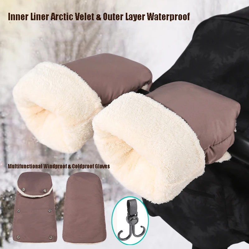 Outing Warm Stroller Gloves 1 Pair Thick Winter Windproof Prams Hand Muff Waterproof Baby Carriage Pushchair Cart Gloves