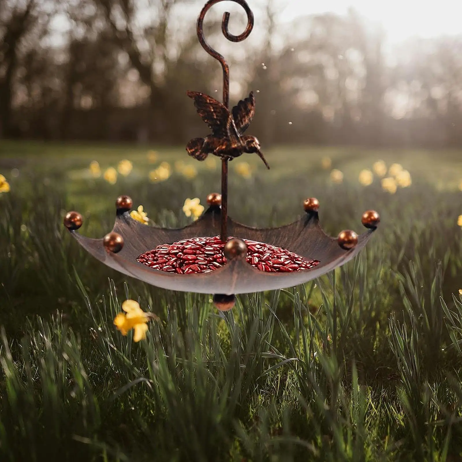 Hangende vogelbadvogelvoeder met haak Waterbak voor veranda Kolibrie Wildbird drinken